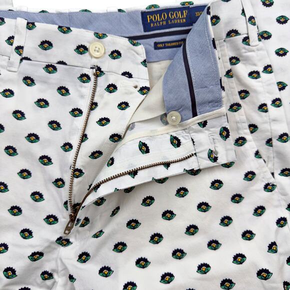 Polo Golf Ralph Lauren Cotton Blend Chino Tailored Fit Pants White Floral 33x30 - Picture 5 of 7